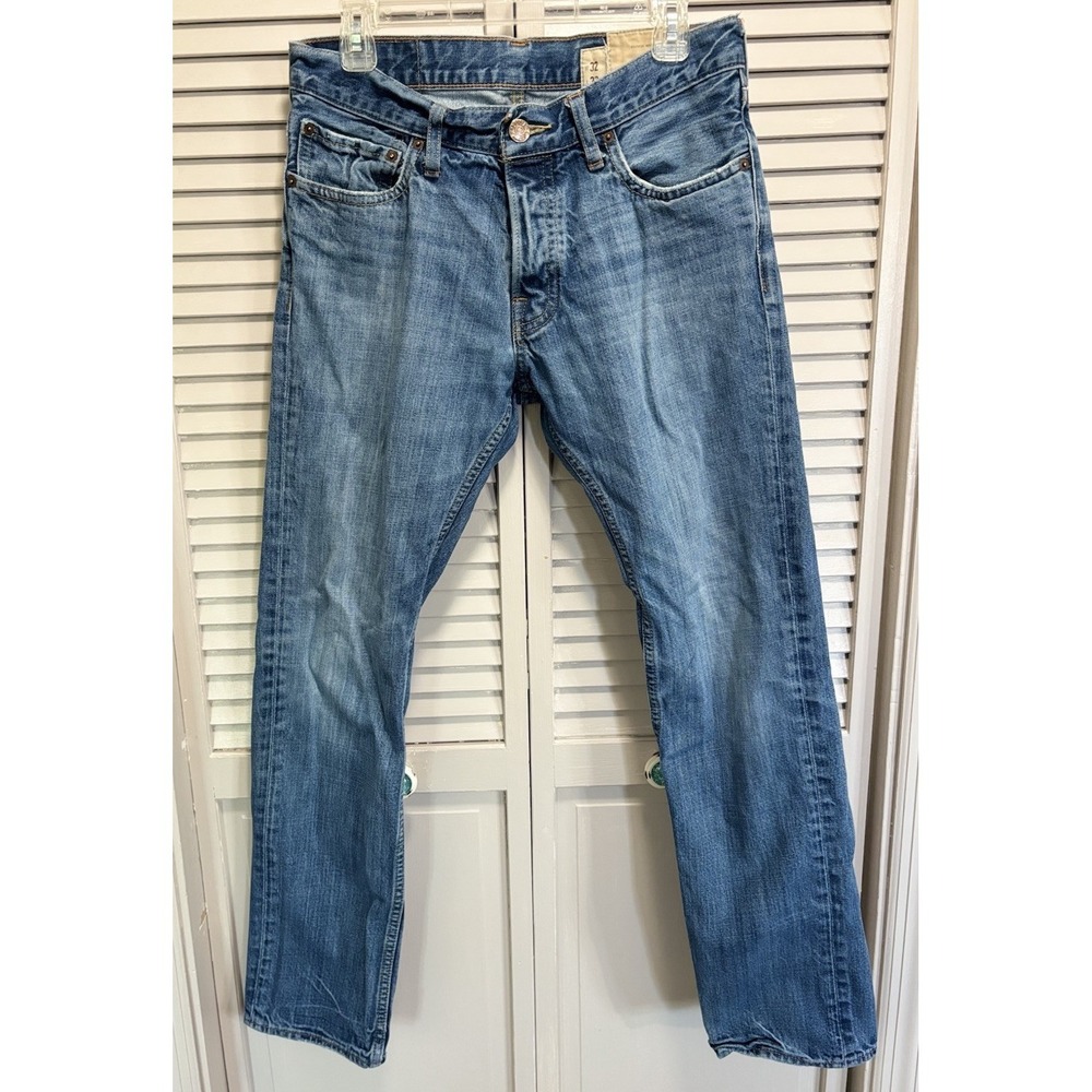 Hollister 32x32 Straight Leg Button Fly Jeans Light Wash Denim Low Rise